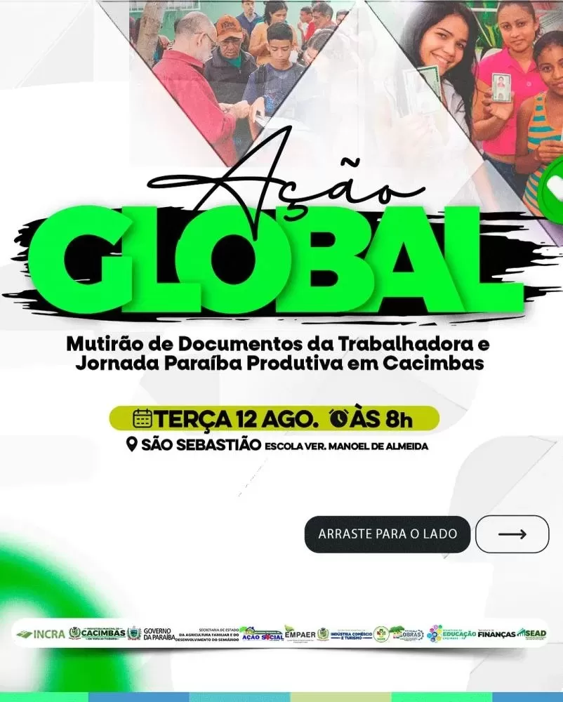 Prefeitura de Cacimbas realiza Dia de Ação Global no Distrito de São Sebastião nesta terça feira(12)