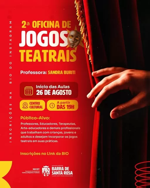 Barra de Santa Rosa promove 2ª Oficina de Jogos Teatrais