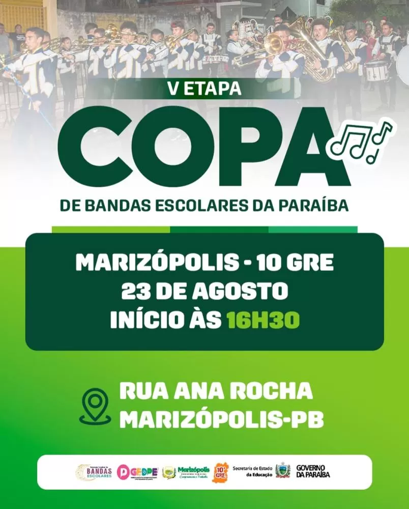 Marizópolis sedia etapa da Copa de Bandas Escolares da Paraíba neste sábado (23)
