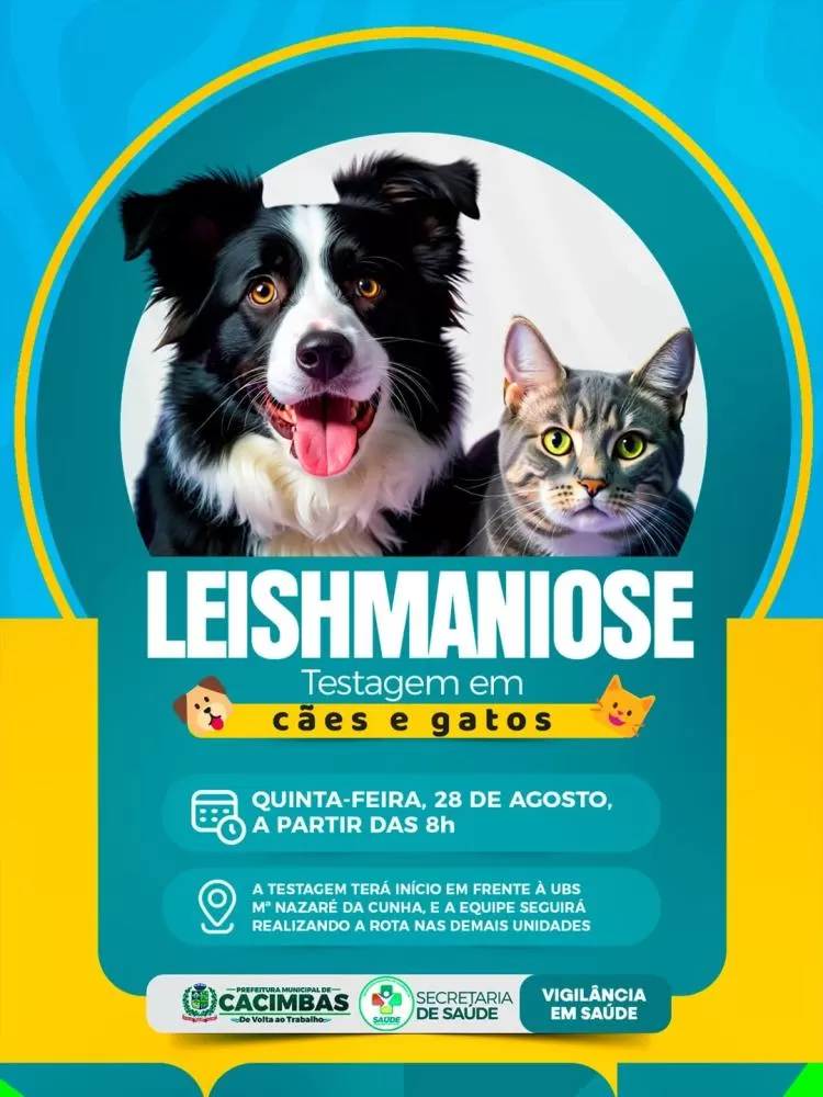 Prefeitura de Cacimbas promove testagem de Leishmaniose em cães e gatos