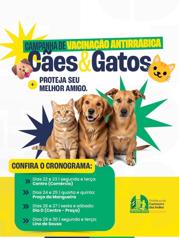Cachoeira dos Índios inicia vacinação antirrábica para cães e gatos