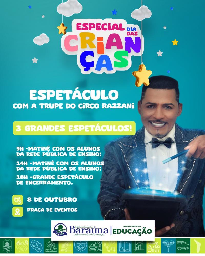 Prefeitura de Baraúna promove super festa do Dia das Crianças nesta quarta-feira (08)