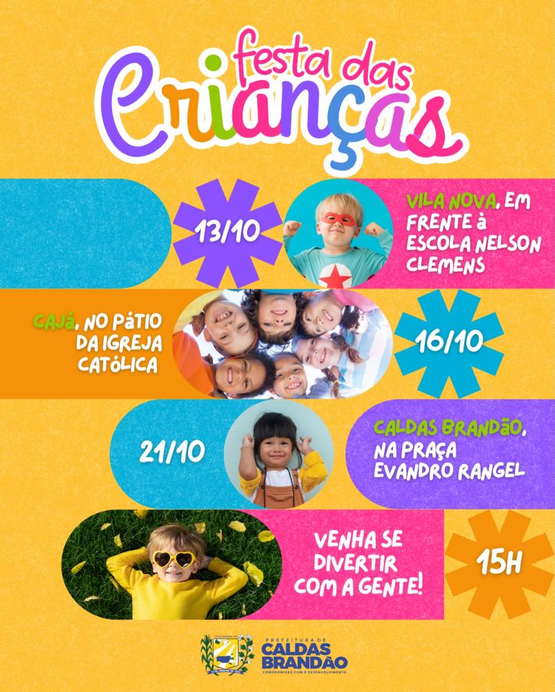 Prefeitura de Caldas Brandão inicia programação especial do Dia das Crianças