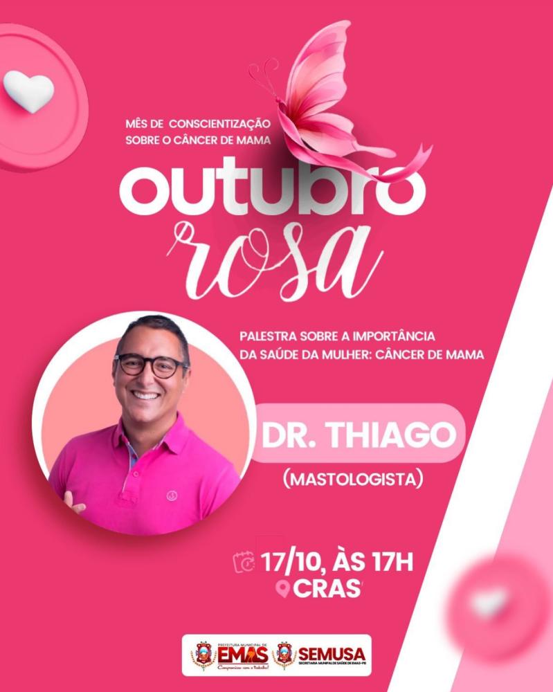 Prefeitura de Emas promove palestra sobre saúde da mulher em alusão ao Outubro Rosa