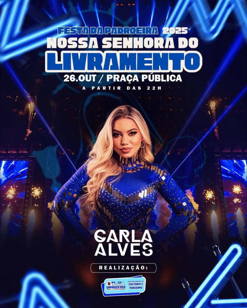 Umbuzeiro anuncia show de Carla Alves na Festa da Padroeira 2025