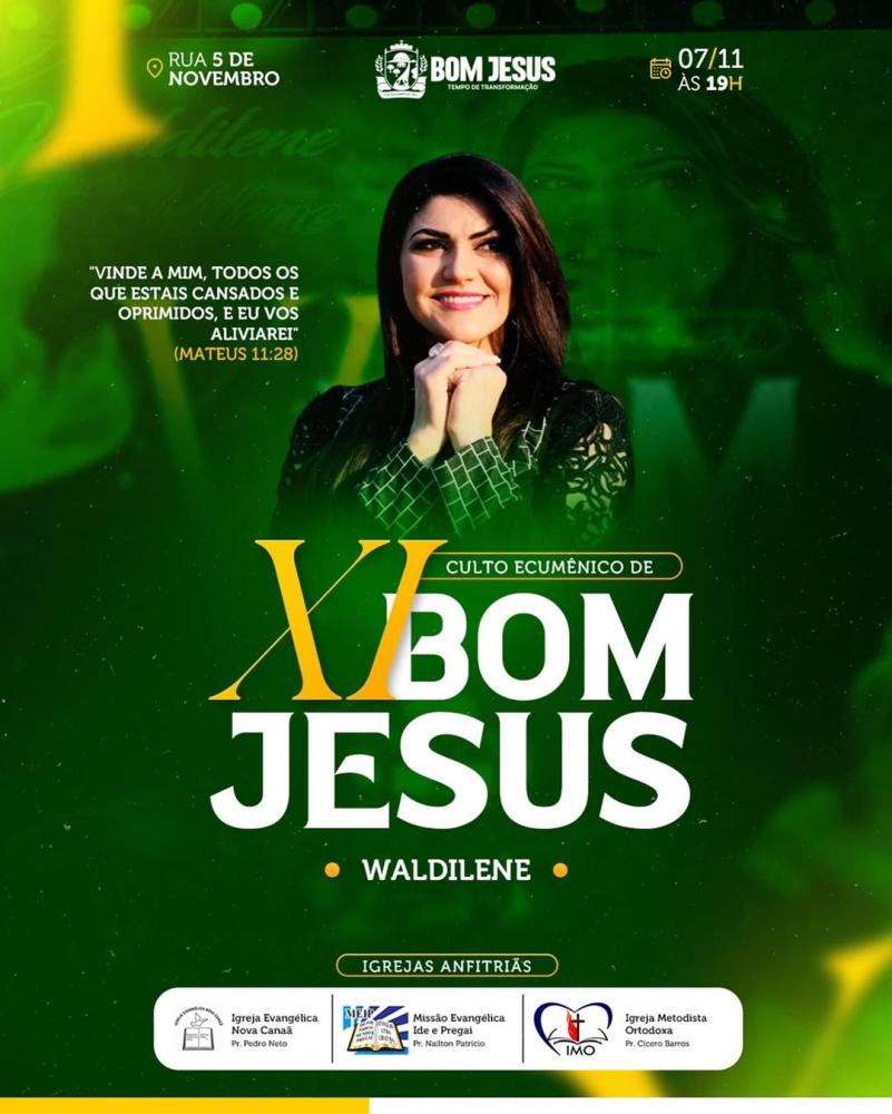 Prefeitura de Bom Jesus convida comunidade para Culto Ecumênico de fé e gratidão