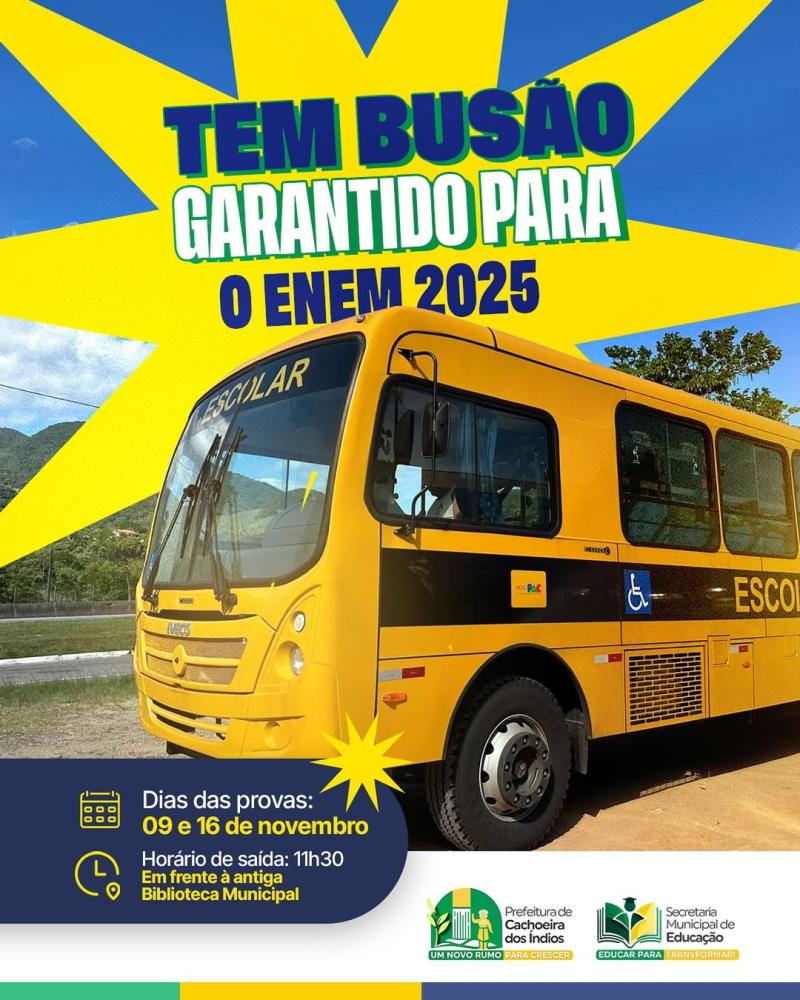 Cachoeira dos Índios garante transporte para estudantes do ENEM 2025