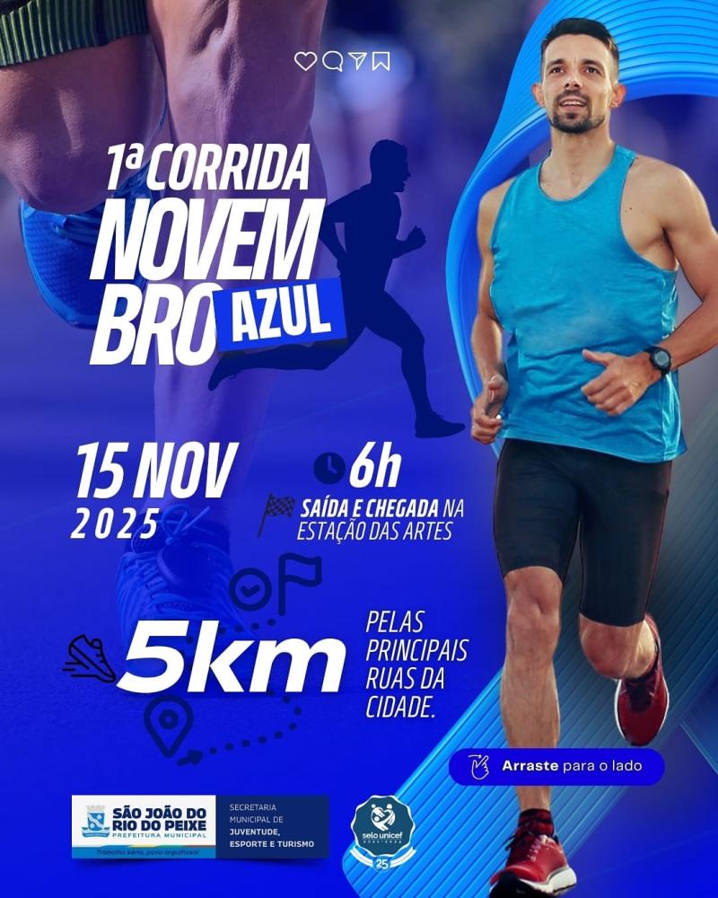 São João do Rio do Peixe ultrapassa 200 inscritos para a 1ª Corrida Novembro Azul