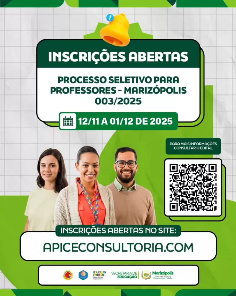 Prefeitura de Marizópolis abre inscrições para Processo Seletivo Simplificado 003/2025 na Educação