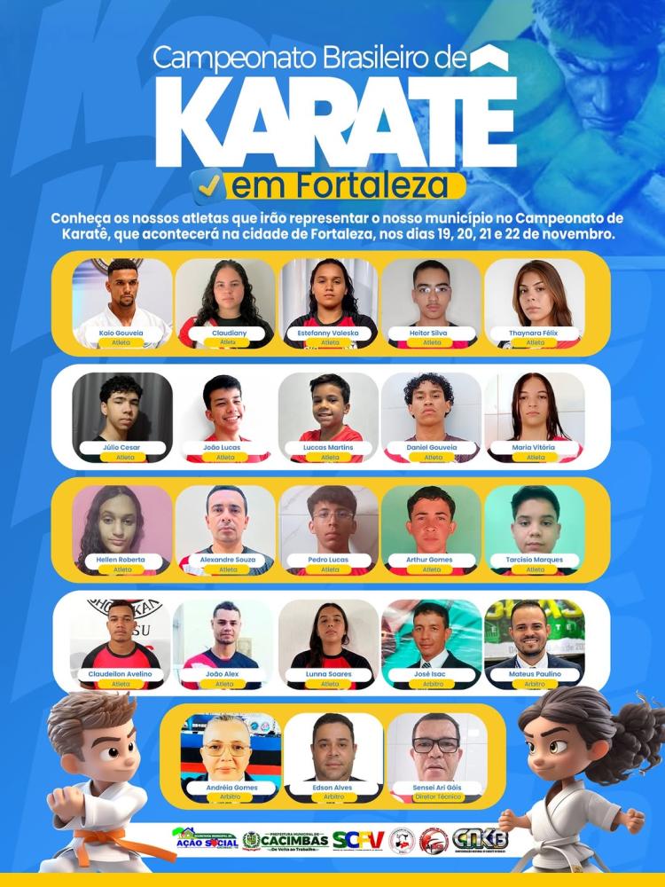 Prefeitura de Cacimbas destaca atletas do SCFV que representarão o município no Campeonato Brasileiro de Karatê