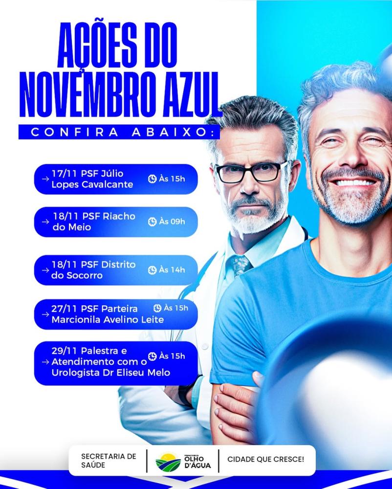 Prefeitura de Olho D’Água intensifica ações do Novembro Azul nas unidades de saúde