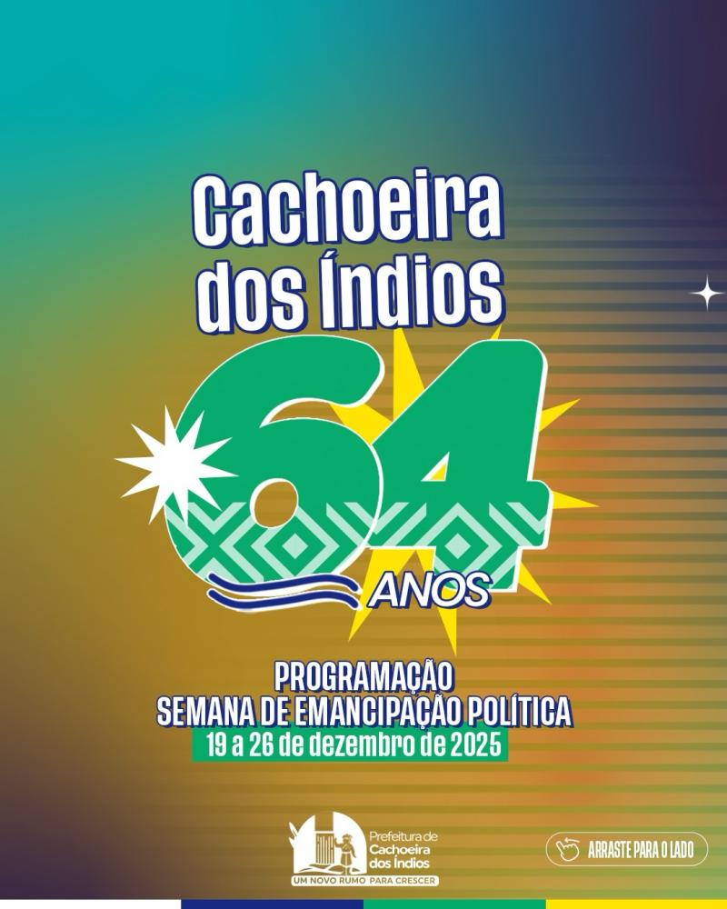 Prefeitura de Cachoeira dos Índios divulga programação dos 64 anos de emancipação política