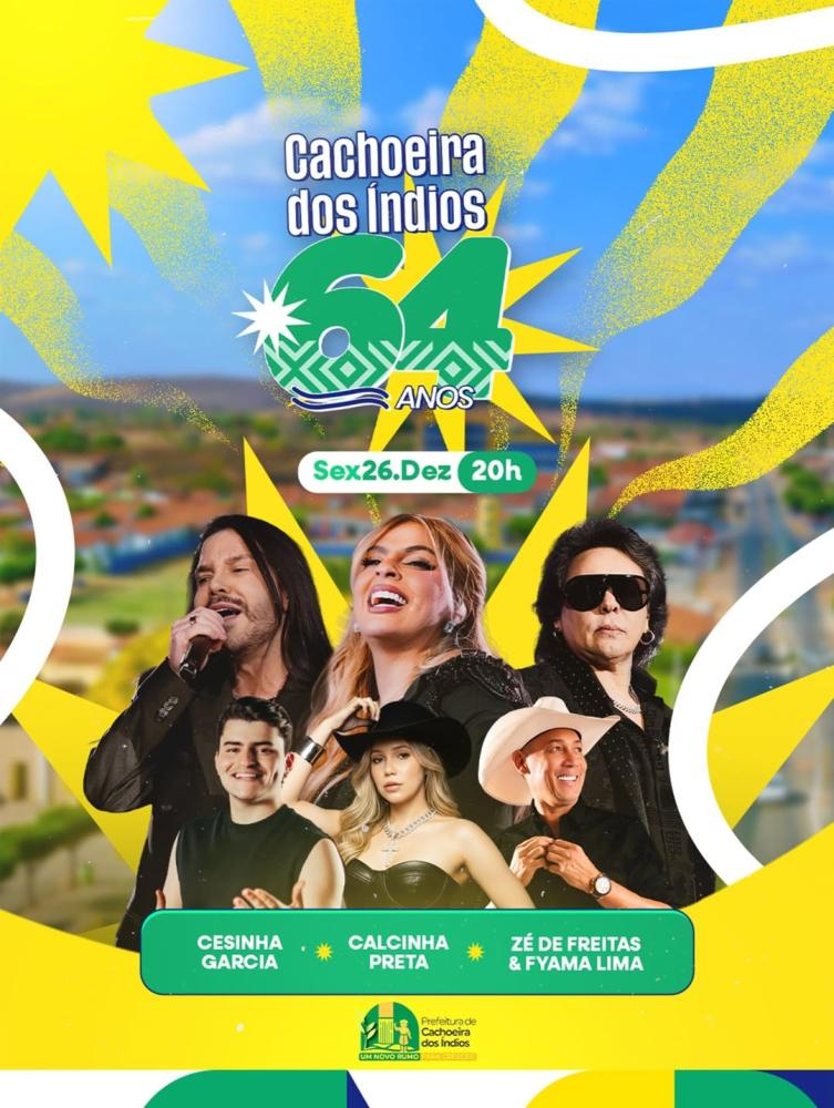 Cachoeira dos Índios anuncia festa dos 64 anos de emancipação política com show da banda Calcinha Preta