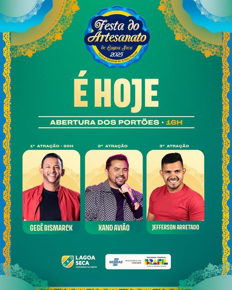 Prefeitura de Lagoa Seca encerra Festa do Artesanato com show de Xand Avião