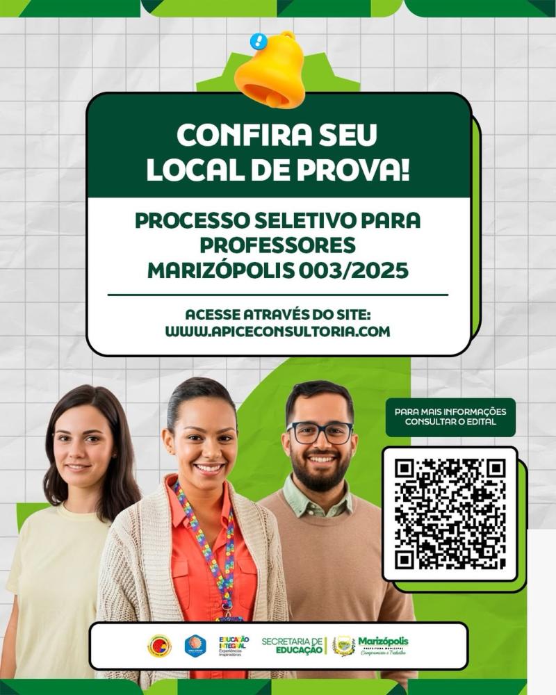 Marizópolis divulga locais de prova do Processo Seletivo para Professores