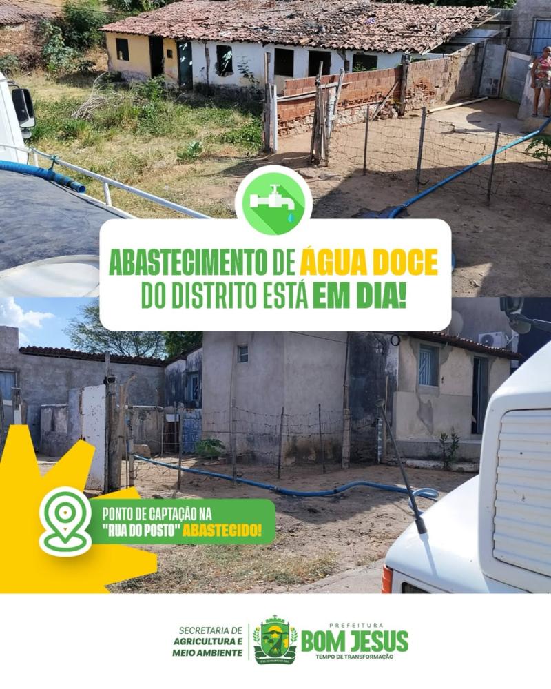 Prefeitura de Bom Jesus garante abastecimento de água doce no distrito