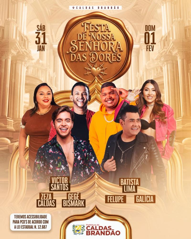 Prefeitura de Caldas Brandão divulga programação da tradicional Festa de Nossa Senhora das Dores