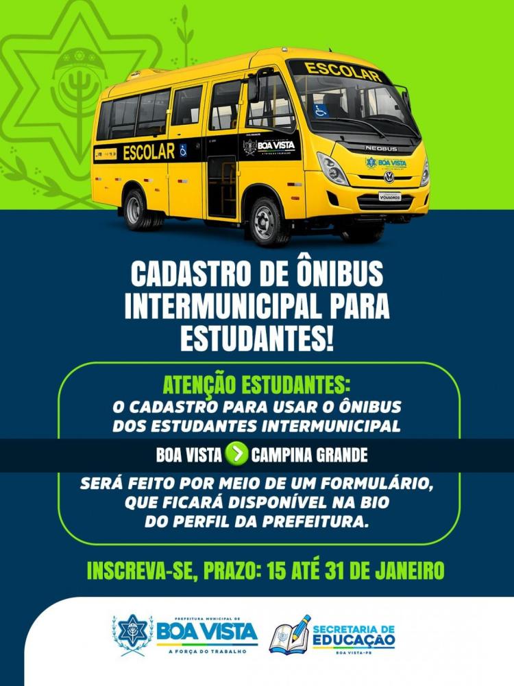 Prefeitura de Boa Vista inicia cadastro para transporte intermunicipal de estudantes