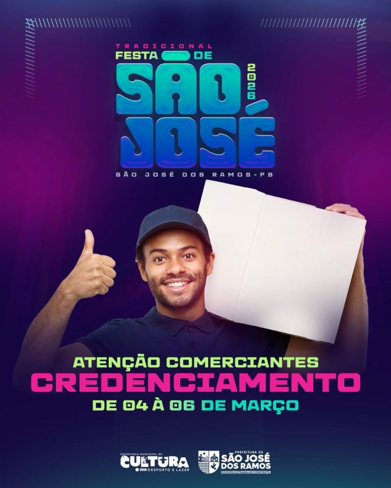 Prefeitura de São José dos Ramos abre inscrições para comerciantes que desejam atuar na Festa de São José 2026